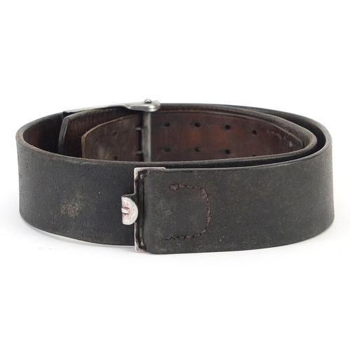 1558 - German military interest leather belt with buckle