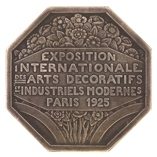 468 - 1920s Paris Exposition International decorative art medallion designed by P Turin, 7cm in diameter