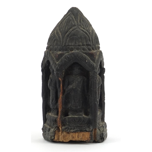 604 - Thai carved wood shrine, 10cm high