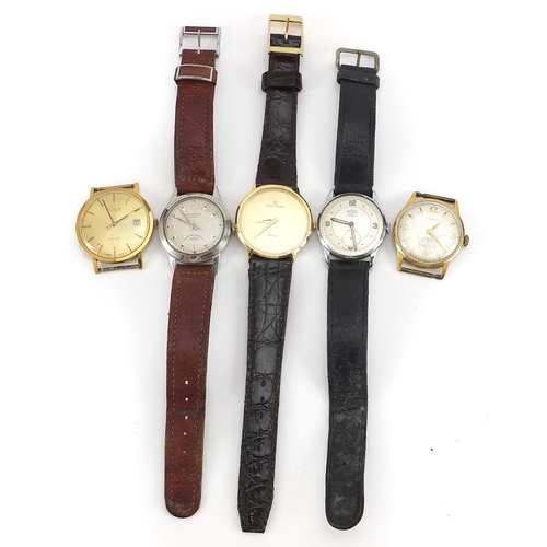 2204 - Five vintage gentlemen's wristwatches comprising Tissot, Junghans, La Marque, Michel Herbelin and Me... 