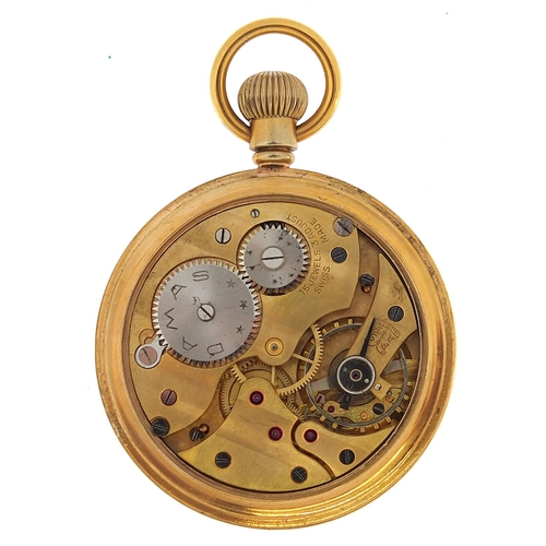 2164 - Damas, gentlemen's military interest gold plated open face pocket watch engraved G S/TP XX 189625, 5... 