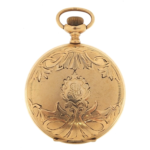 2101 - Waltham gold plated full hunter pocket watch, the movement numbered 14569714, 40mm in diameter