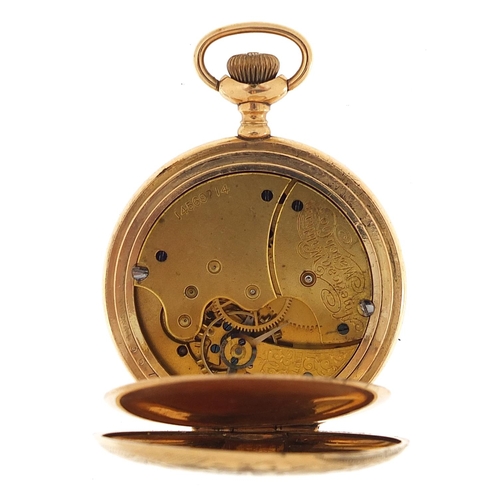 2101 - Waltham gold plated full hunter pocket watch, the movement numbered 14569714, 40mm in diameter