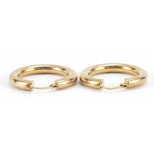 1897 - Pair of 9ct gold hoop earrings, 2.8cm in diameter, 3.5g