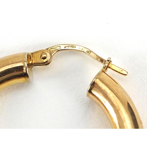 1897 - Pair of 9ct gold hoop earrings, 2.8cm in diameter, 3.5g