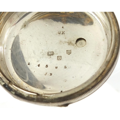 2096 - Joseph Blanchard, gentlemen's silver open face pocket watch, the fusee movement numbered 14585, 52mm... 