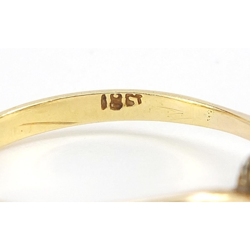 1948 - 18ct gold diamond crossover ring, size U/V, 2.5g