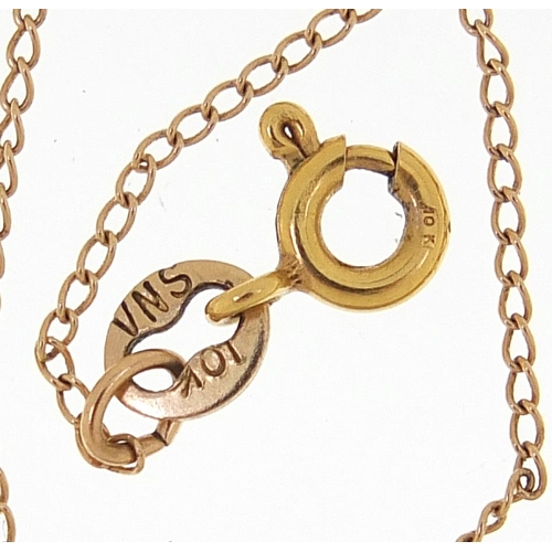 2098 - Ten carat gold necklace and 9ct gold necklace, 1.3g