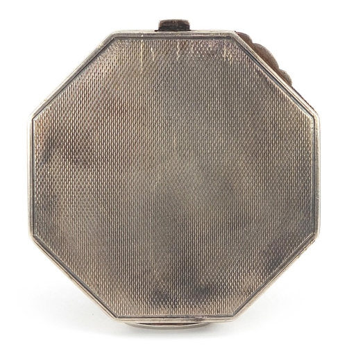 2249 - Crisford & Norris Ltd, Art Deco silver compact, Birmingham 1939, 6.5cm in diameter, 66.7g