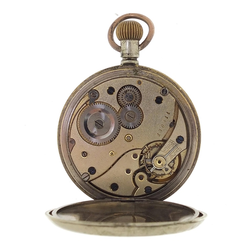 2088 - Military interest open face pocket watch, the case engraved WD, 50mm in diameter