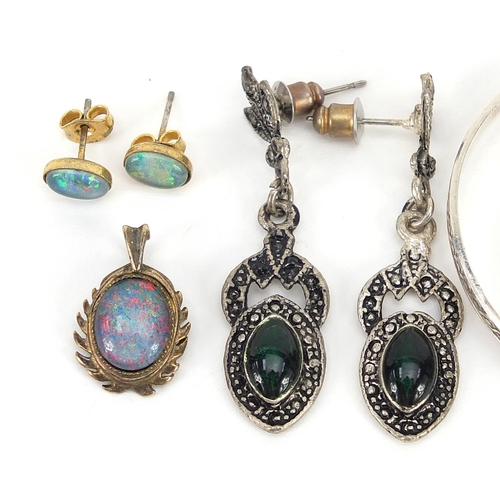 2184 - Antique and later jewellery including marcasite earrings, 9ct gold back and front love heart locket ... 