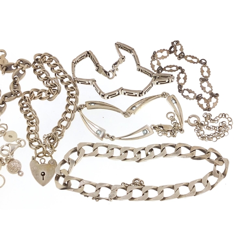 1903 - Nine silver bracelets, 96.6g