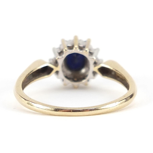 1894 - 9ct gold sapphire and diamond ring, size M, 1.8g