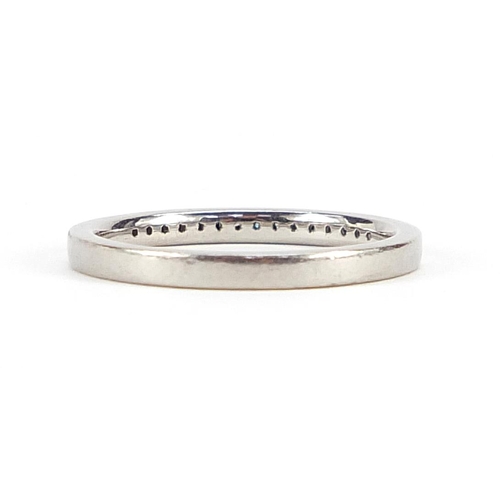 1721 - Platinum diamond half eternity ring, size L, 2.0g