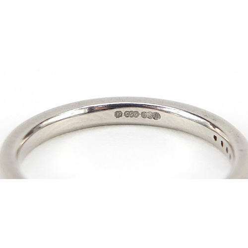 1721 - Platinum diamond half eternity ring, size L, 2.0g