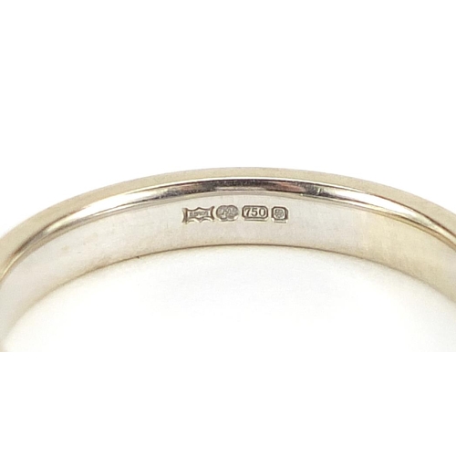 1681 - 18ct white gold wedding band, size O, 4.0g