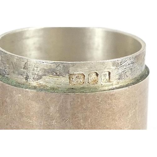 2287 - Silver objects comprising circular napkin ring with fitted case, set of four card suit coffee bean s... 