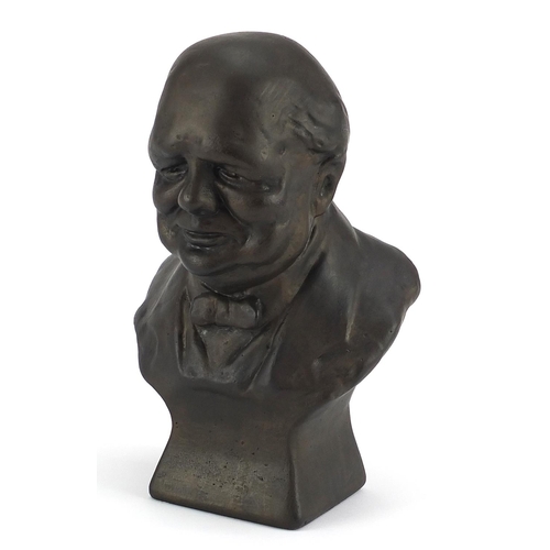 313 - Political interest bronzed bust of Sir Winston Churchill, 25.5cm high