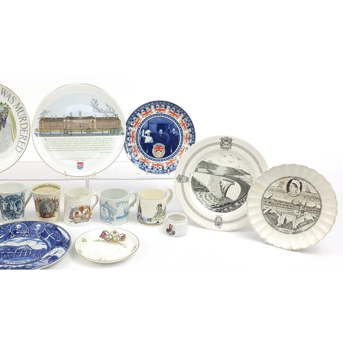 158 - Victorian and later commemorative china including Prattware plate depicting Sebastopol, the largest ... 