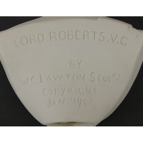 76 - W C Lawton, Victorian parian ware bust of Lord Roberts VC dated January 1900, 26cm high