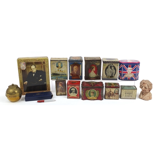 343 - Commemorative and advertising biscuit tins and collectables including Ridgeways Centenary commemorat... 