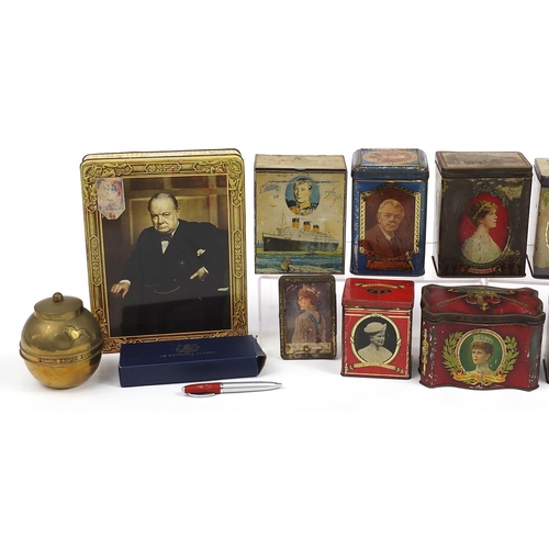 343 - Commemorative and advertising biscuit tins and collectables including Ridgeways Centenary commemorat... 