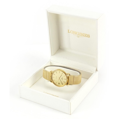 2119 - Longines, gentlemen's Longines wristwatch with date aperture with box and paperwork, 32mm in diamete... 