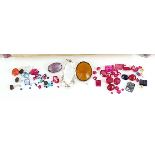 2196 - Collection of loose semi precious stones including amethyst, ruby and citrine