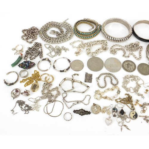 2168 - Vintage and later jewellery, mostly silver including necklaces, brooches, earrings, bracelets and ri... 