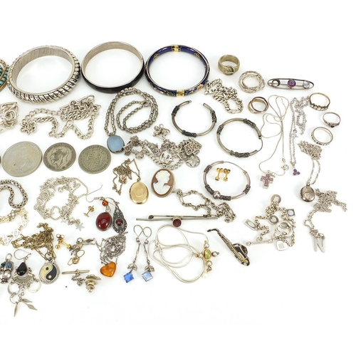 2168 - Vintage and later jewellery, mostly silver including necklaces, brooches, earrings, bracelets and ri... 