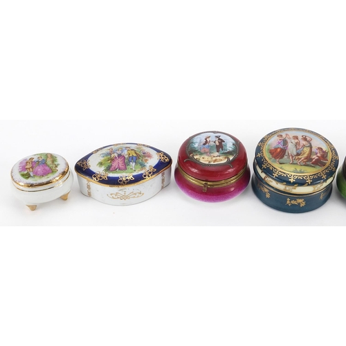 1278 - Trinket boxes and pill boxes including Hammersley, the largest 8cm wide