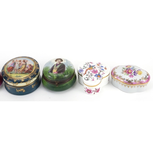 1278 - Trinket boxes and pill boxes including Hammersley, the largest 8cm wide