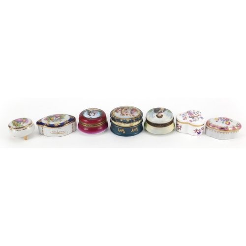 1278 - Trinket boxes and pill boxes including Hammersley, the largest 8cm wide