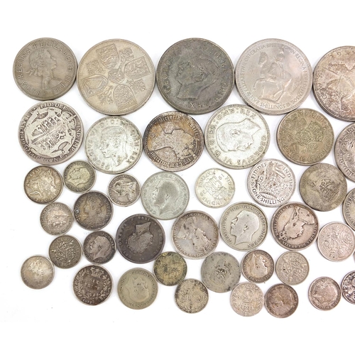 463 - Antique and later British coinage including 1935 Rocking Horse crown and Gothic florin