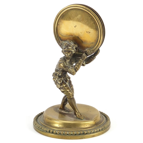 180 - Victorian bronze and brass jester desk letter holder, 19cm high