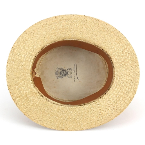 1094 - Superior Manufacture straw boater hat, size 6 7/8ths