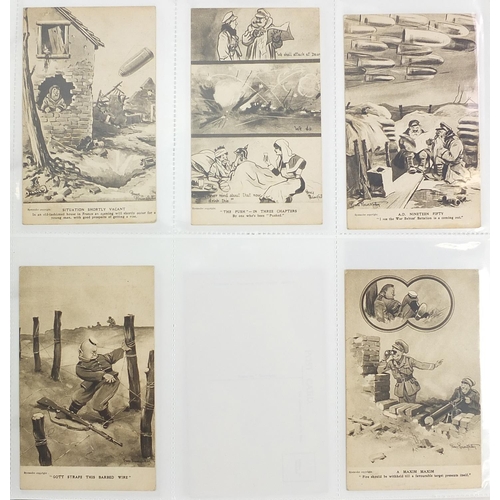 687 - Collection of military and topographical postcards, including Bruce Bairnsfather, The Martello Tower... 