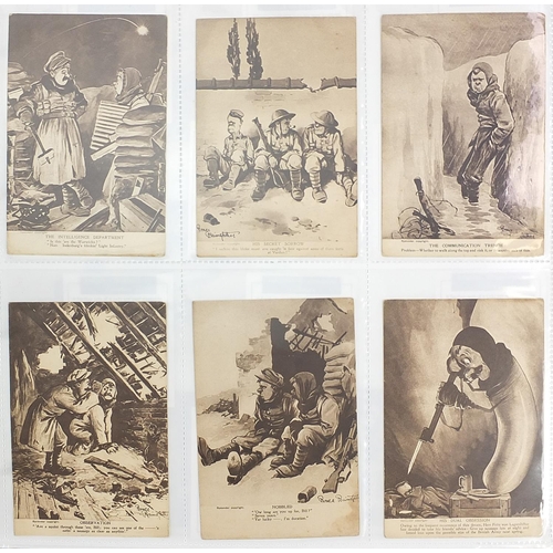 687 - Collection of military and topographical postcards, including Bruce Bairnsfather, The Martello Tower... 