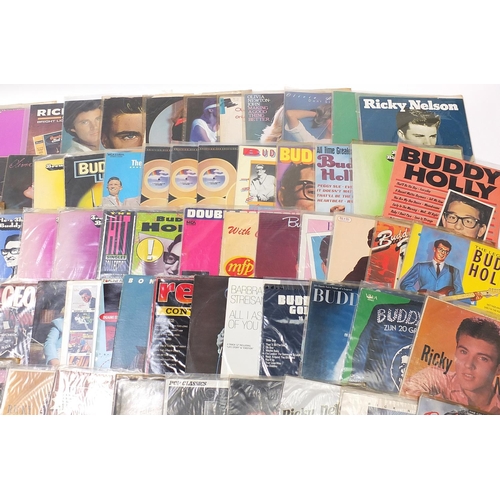 1424 - Vinyl LP records including Olivia Newton John, Elvis Presley, Ricky Nelson, Buddy Holly and Juice Ne... 