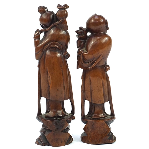 308 - Pair of Chinese carved root wood carvings, the largest 29cm high