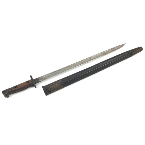 1607 - British military 1907 pattern bayonet with scabbard impressed Anderson to the blade, 57.5cm in lengt... 