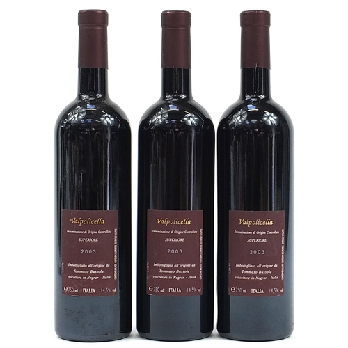 132 - Three bottles of 2003 Valpolicella Superiore Bussola red wine