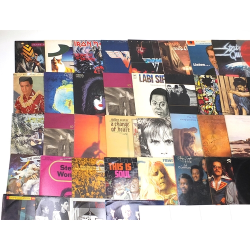 1429 - Vinyl LP records including Status Quo, U2, The Moody Blues, Stevie Wonder, The Rolling Stones and Fl... 