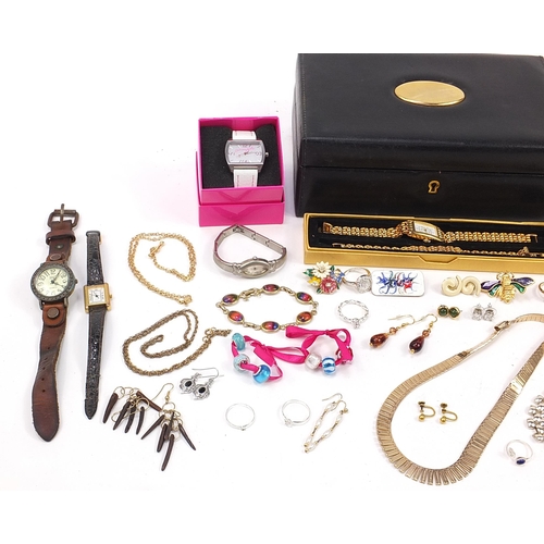 1356 - Vintage and later costume jewellery and wristwatches including necklaces, earrings and brooches hous... 