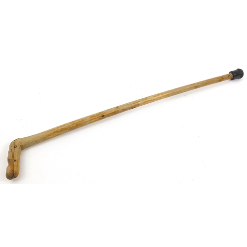 1209 - Cypriot walking stick with carved figural handle, 79cm in length