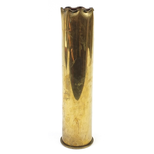 1592 - German military World War I artillery trench shell stick stand embossed with stylised flowers, 51cm ... 