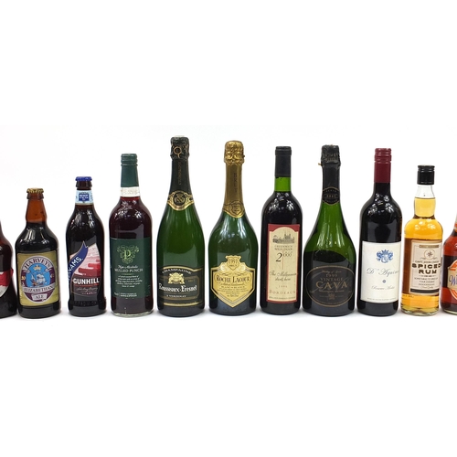 1336 - Collection of alcohol including Rousseaux Fresnet Champagne, 1996 Greenwich Meridian Bordeaux, Bisho... 