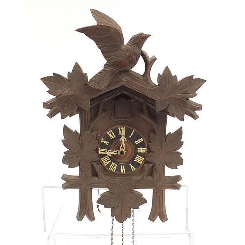 1310 - Black Forest carved wood cuckoo clock, 30cm high