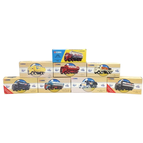 1450 - Eight Corgi die cast advertising road transport tankers with boxes, numbers 97319, 27301, 97162, 979... 