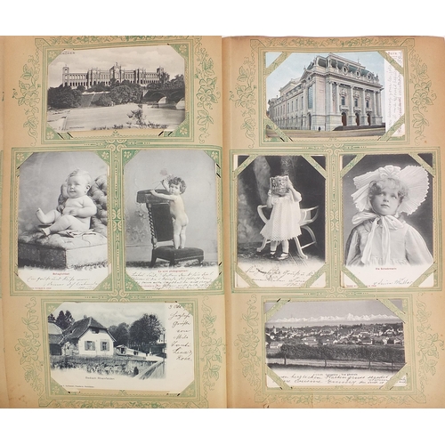 683 - Collection of early 20th century social history and topographical German postcards arranged in an al... 